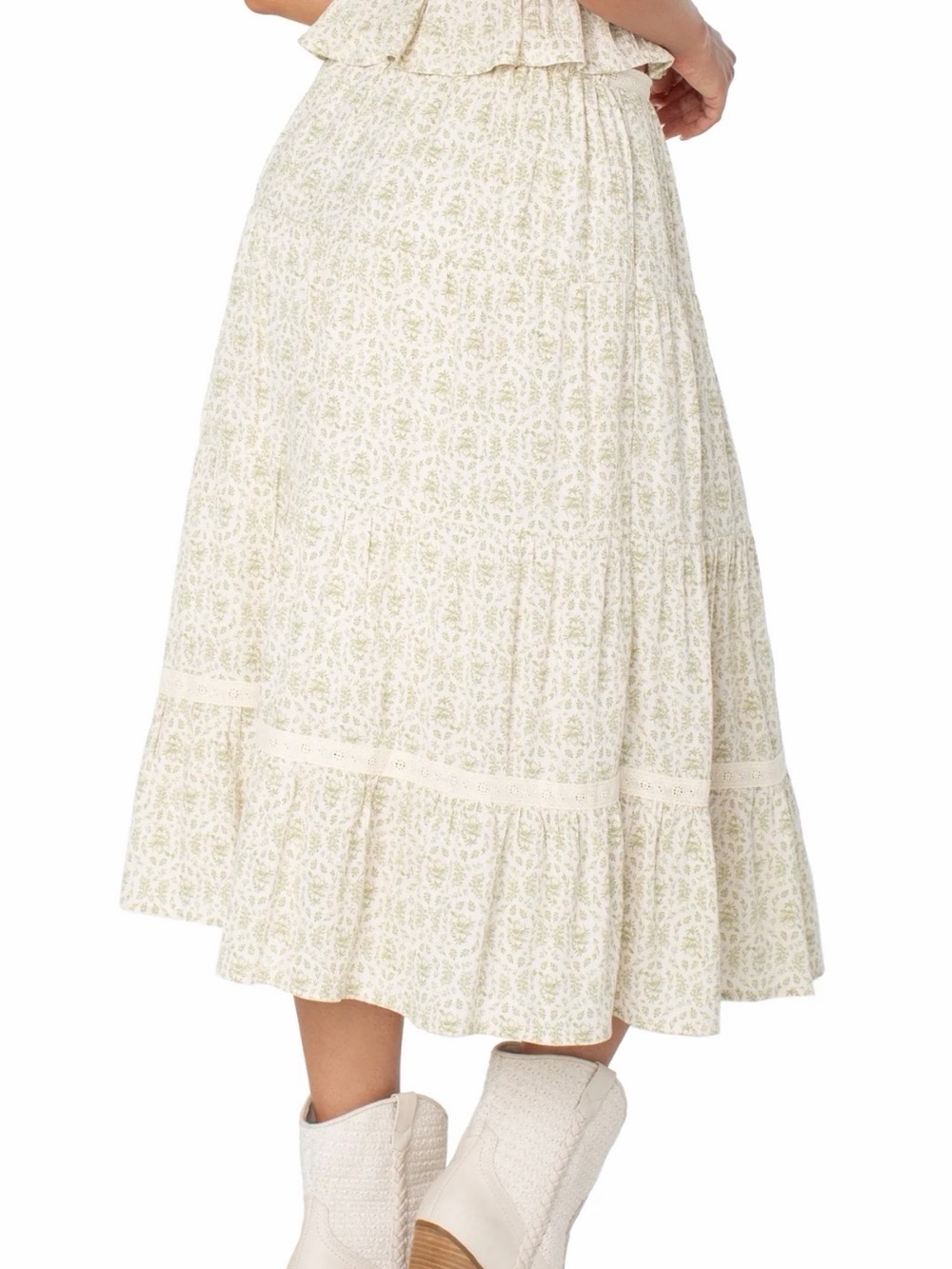 Bridgerton Women's Lace Trim Tiered Midi Skirt - Picture 2 of 6